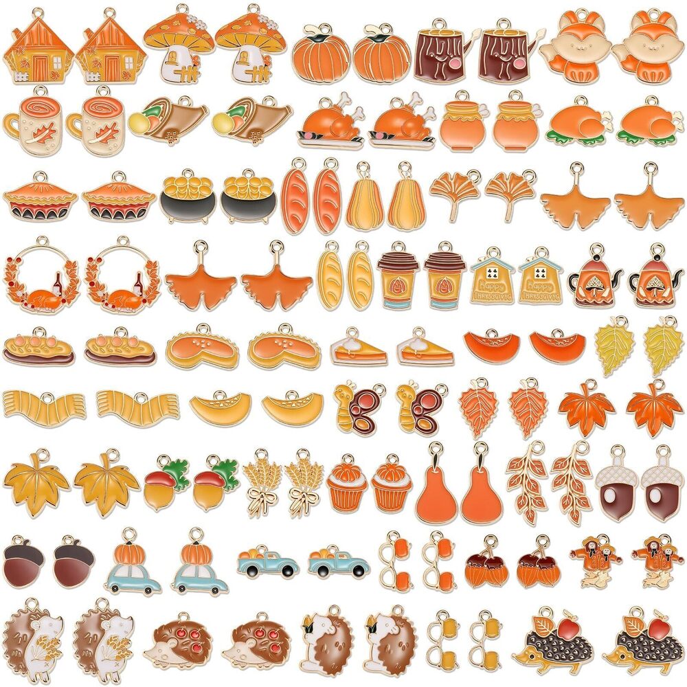 3182 100Pcs 50 Pairs Fall Charms for Jewelry Making and Bracelets